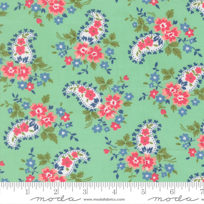 A Cat Named Stitched - Sweet Paisley in Green