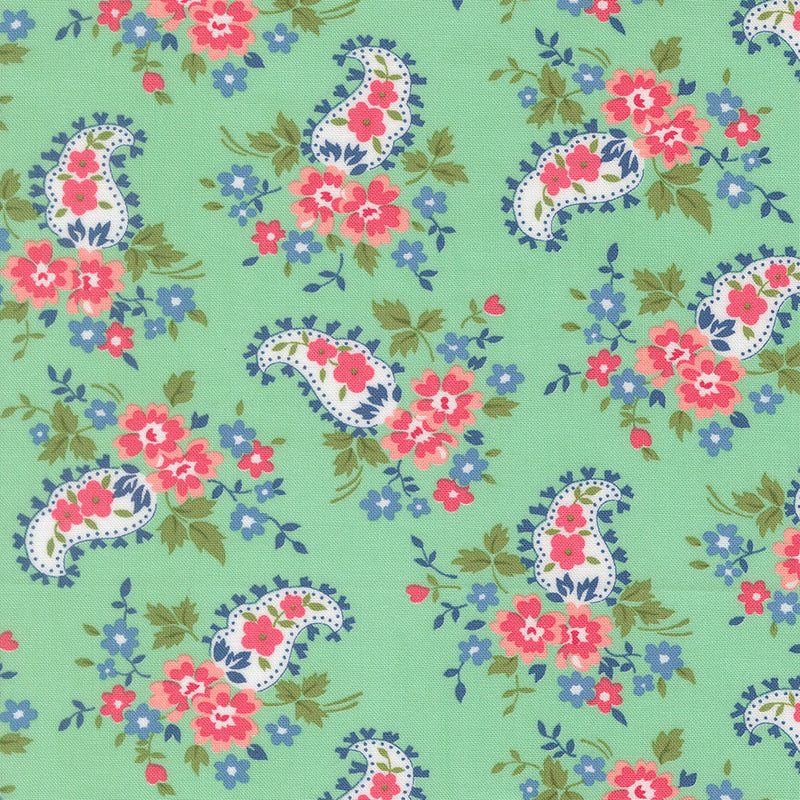 A Cat Named Stitched - Sweet Paisley in Green