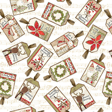 White Christmas - Tossed Tags on Cream