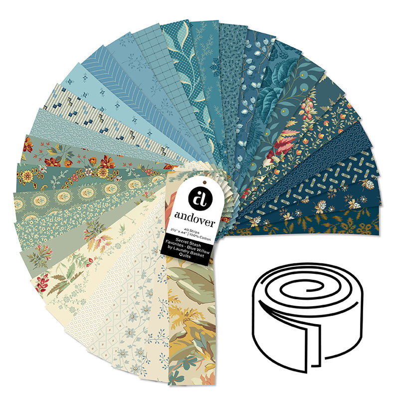 Secret Stash Favourites Blue Willow - 2.5 inch Jelly Roll - 40 pieces
