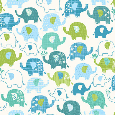 In the Jungle - Elephants - Blue