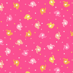 In the Jungle - Scattered Elephants - Pink