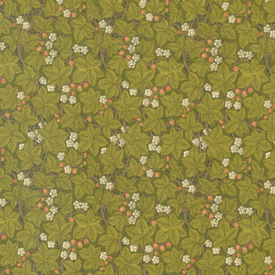 Morris Meadow - Bramble Small Floral Leaf - Fennel Green