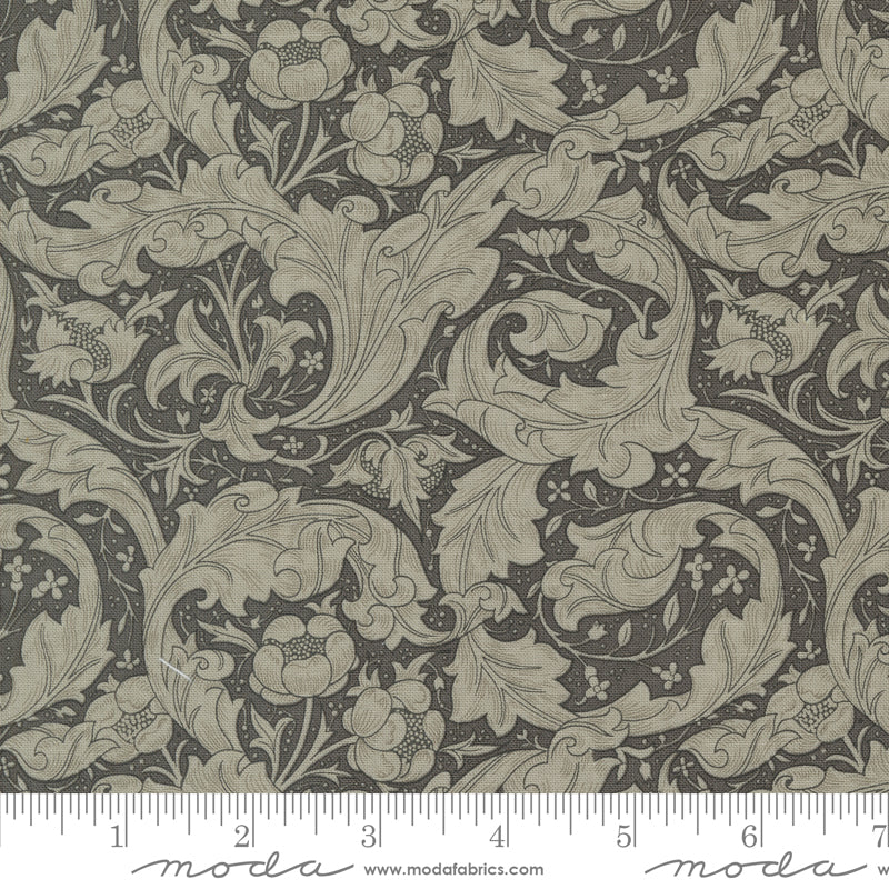 Ebony Suite - Charcoal Button Floral Leaves