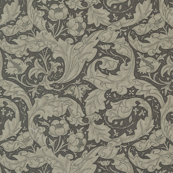Ebony Suite - Charcoal Button Floral Leaves