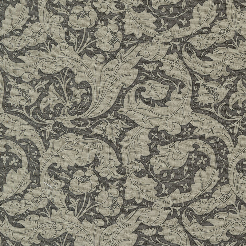 Ebony Suite - Charcoal Button Floral Leaves