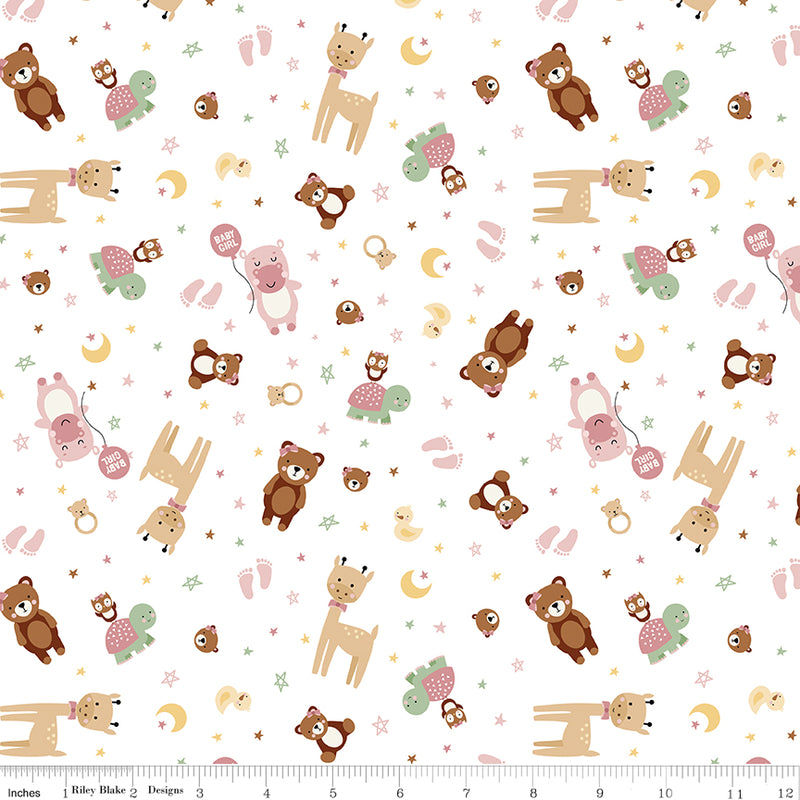 Baby Girl - Animals White