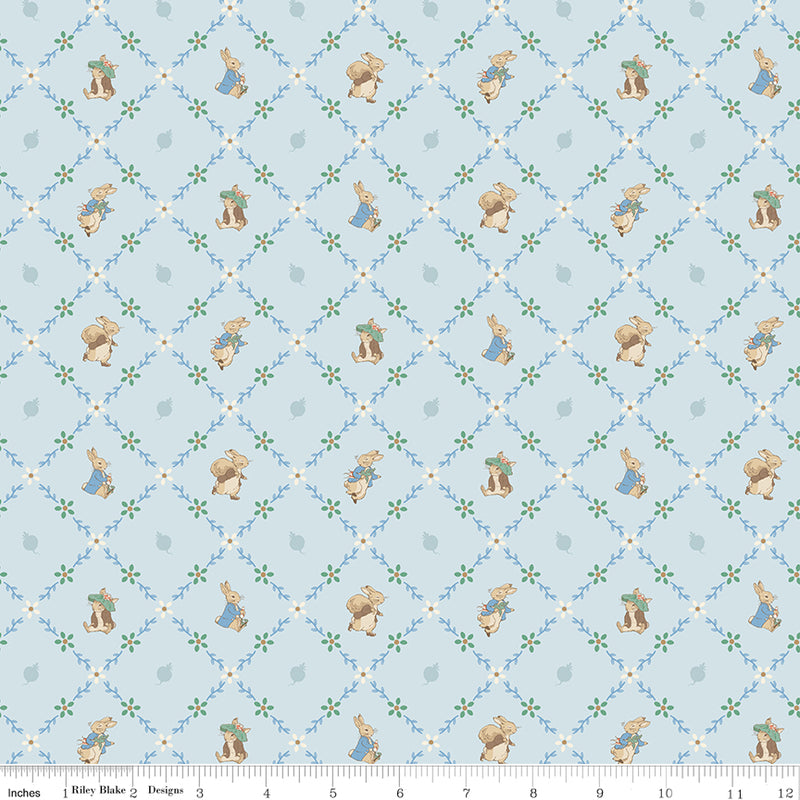 Peter Rabbit & Benjamin Bunny - Lattice Blue