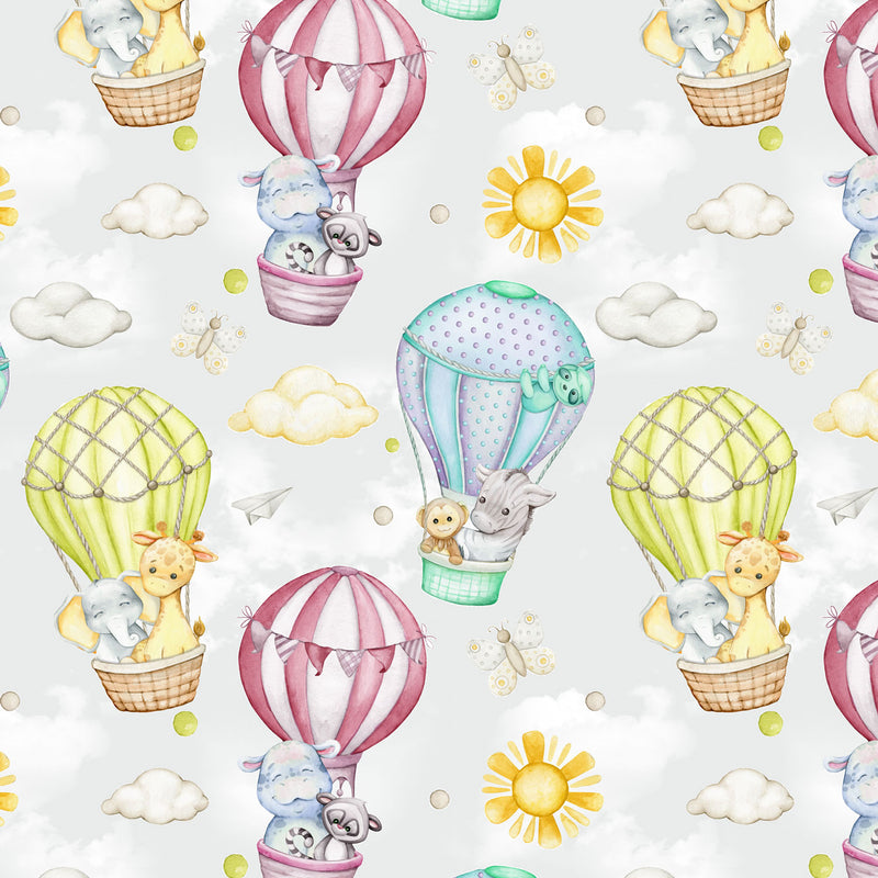 Hot Air Balloons - Grey Backing - 108