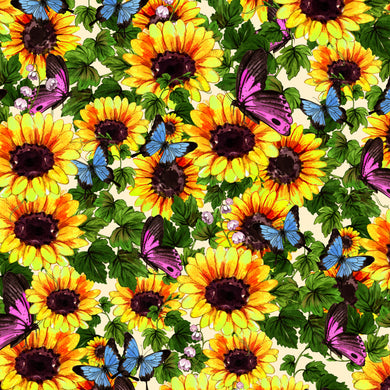 Sunshine & Sunflowers Butterflies in Cream