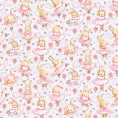 Ballerina - Dancing Bunnies on Soft Blue