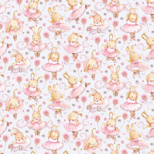 Ballerina - Dancing Bunnies on Soft Blue