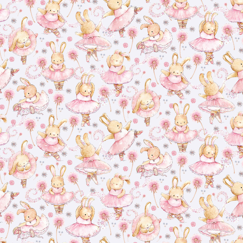 Ballerina - Dancing Bunnies on Soft Blue