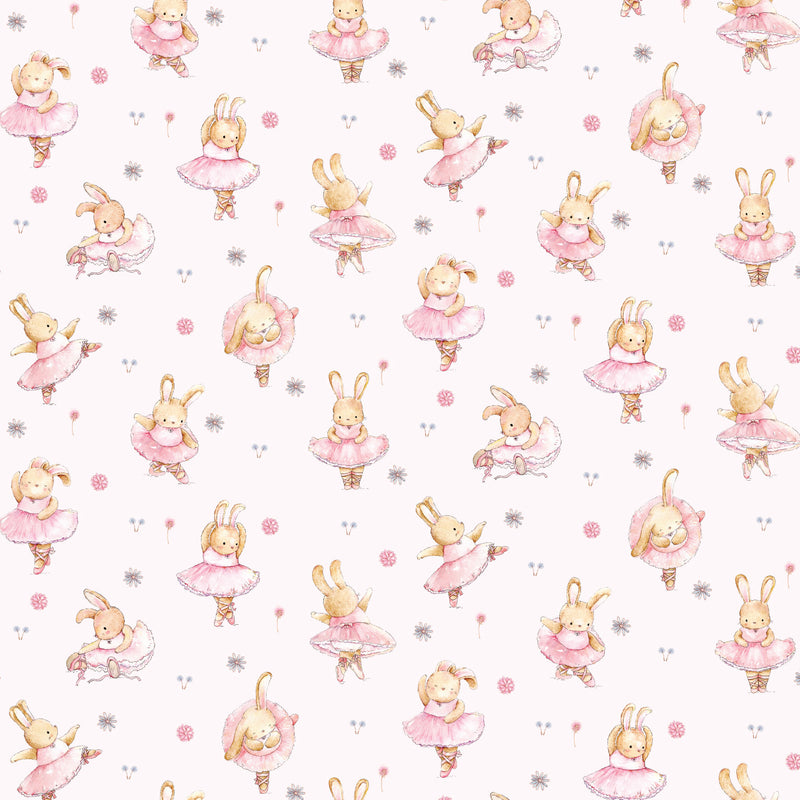 Ballerina - Dancing Bunnies on Soft Pink