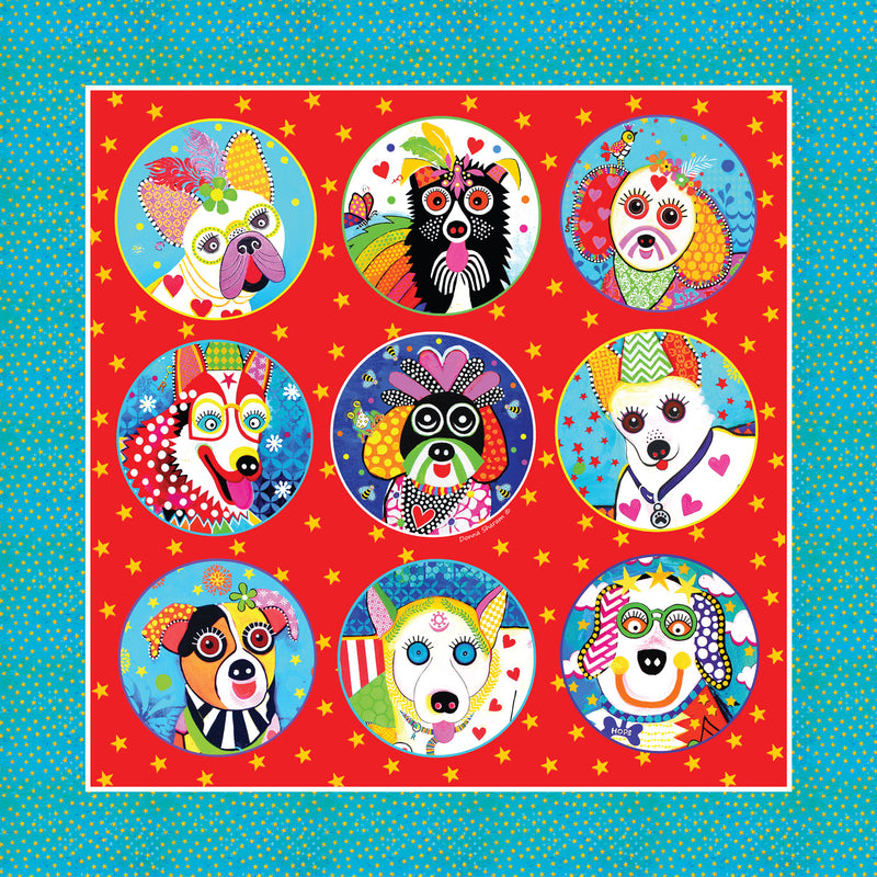 Smile Style Quilt Panel - Doggie Brights