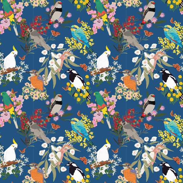 Aussie Backyard – Backyard Birds Blue – DV7876 quilting fabric by Robyn Hammond for Devonstone Collection