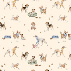 Sew Many Animals - Playful Pups - Cream - DV8001