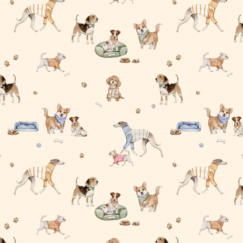 Sew Many Animals - Playful Pups - Cream - DV8001