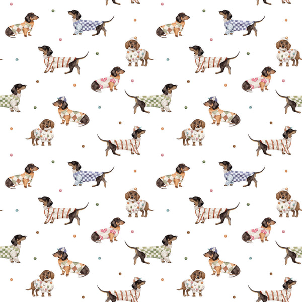 Sew Many Animals - Dachshunds - White - DV8003