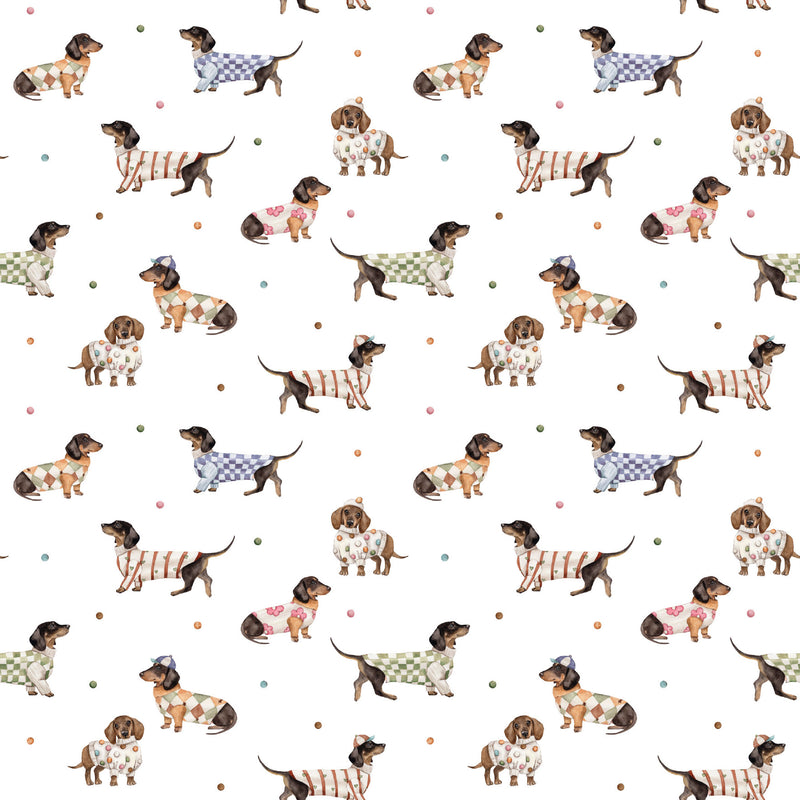 Sew Many Animals - Dachshunds - White - DV8003