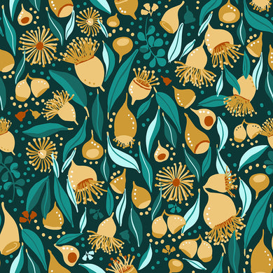 Plentiful Blooms - Gumnuts - Gold/Green