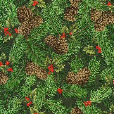 Vintage Christmas - Pine Boughs on Pine