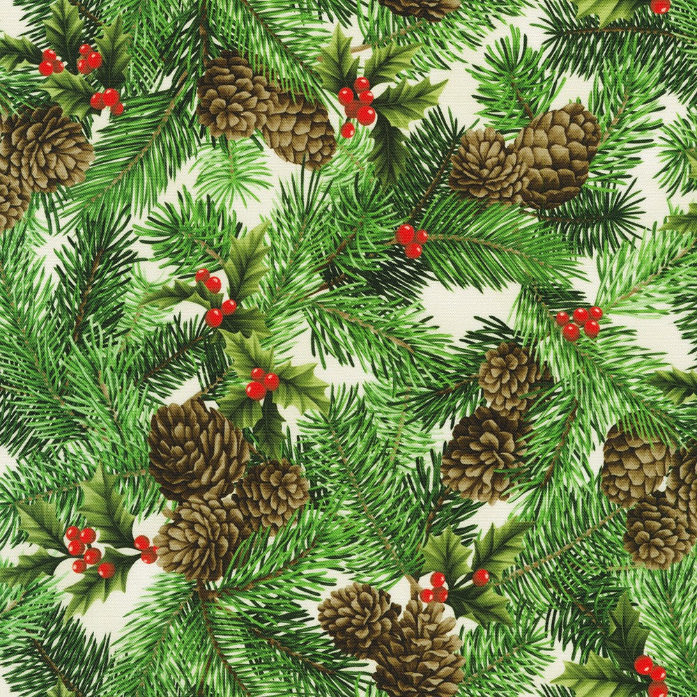Vintage Christmas - Pine Boughs on White