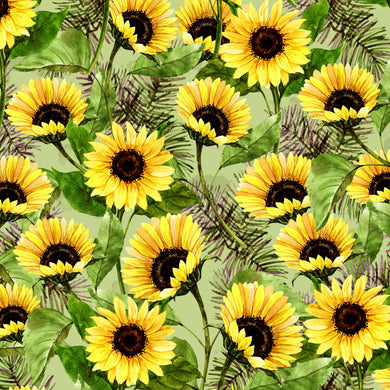Sunshine & Sunflowers Splatter in Light Green