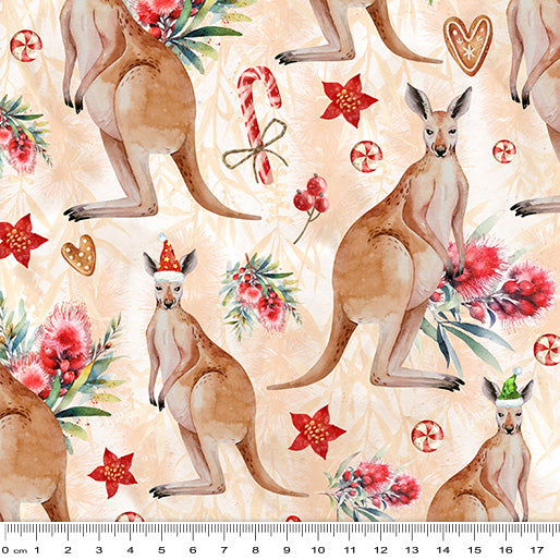 Native Wonderland - Kangaroos Peach