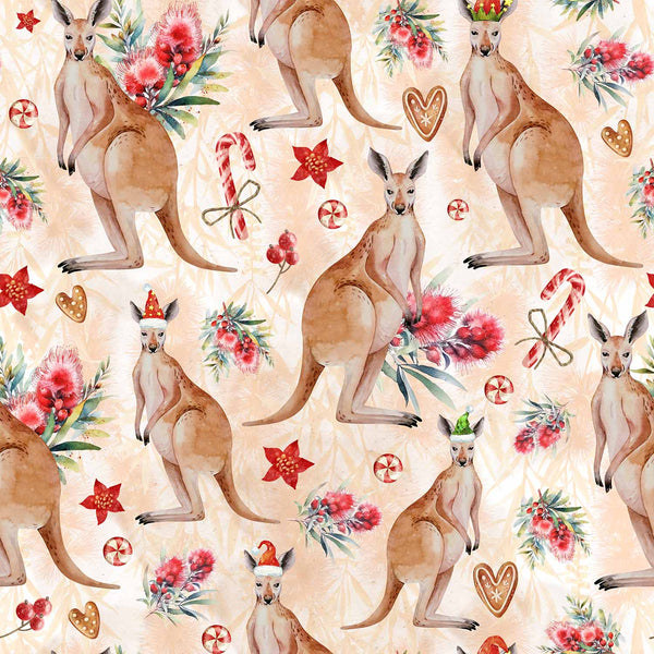 Native Wonderland - Kangaroos Peach