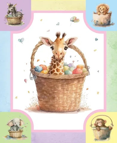 Giraffe in a Basket Cot Panel