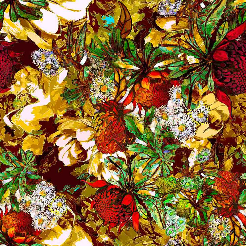 Glorious Gum Blossoms - Waratah Burnt Orange