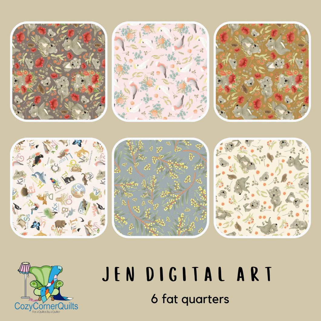 Jen Digital Art Fat Quarter Bundle - 6 pieces