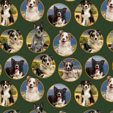Load image into Gallery viewer, Merino Muster II - Dogs in Green