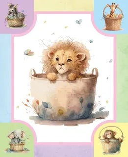 Lion in a Basket Cot Panel