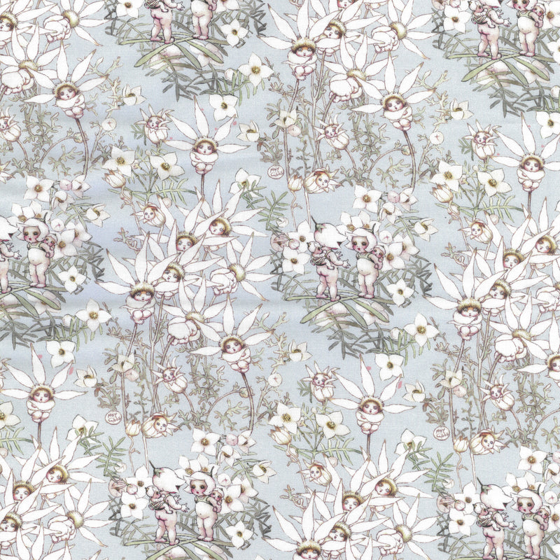 May Gibbs - Pastel Flowers Light Blue