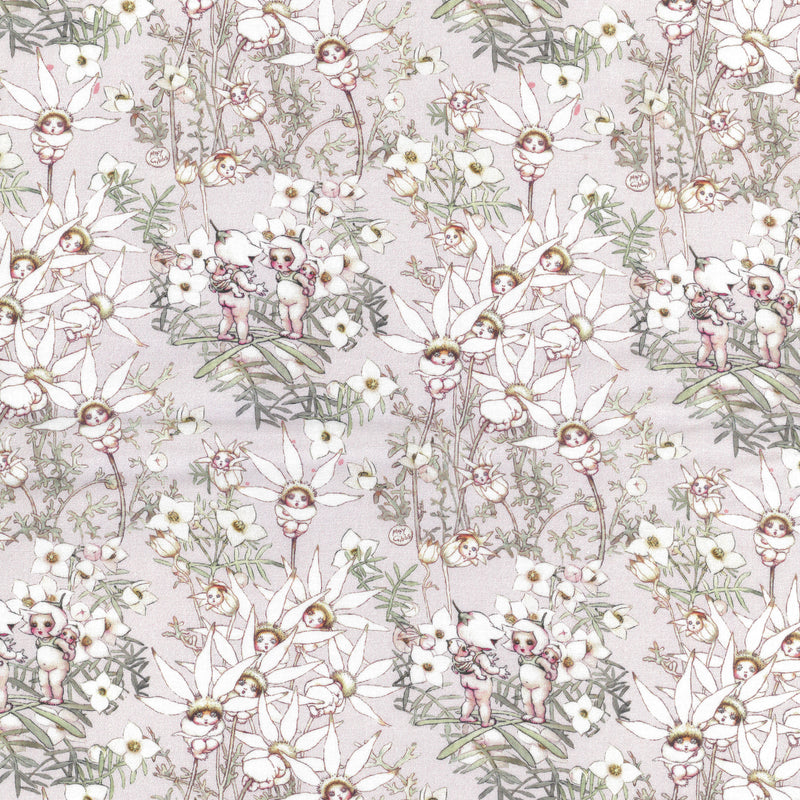 May Gibbs - Pastel Flowers Pink