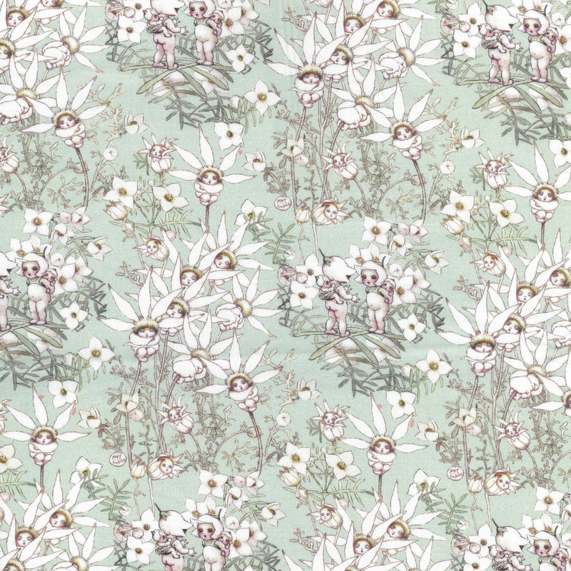 May Gibbs - Pastel Flowers Mint