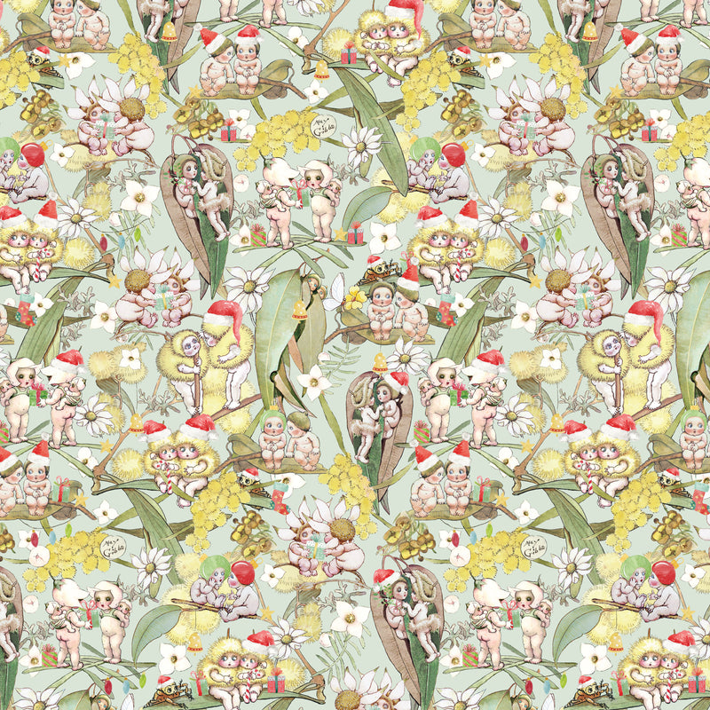May Gibbs Christmas - Gossiping Gumnuts Light Green