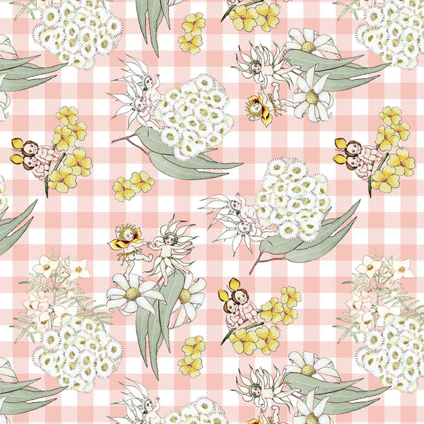 May Gibbs Garden Playtime - Gingham Pink