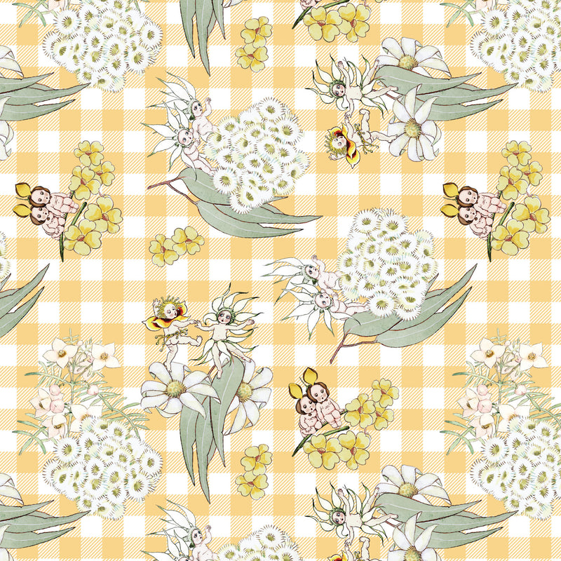 May Gibbs Garden Playtime - Gingham Yellow