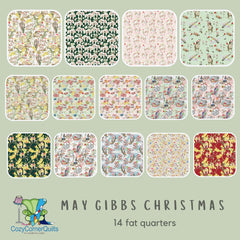 May Gibbs Christmas Fat Quarter Bundle - 14 pieces