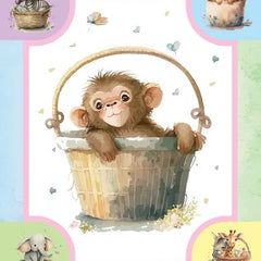Monkey in a Basket Cot Panel