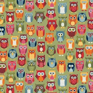 Autumn Days - Owls on Green