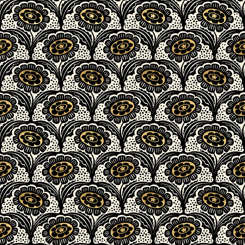 Ink Shop - Folk Floral Black Gold - RS-2140-14M