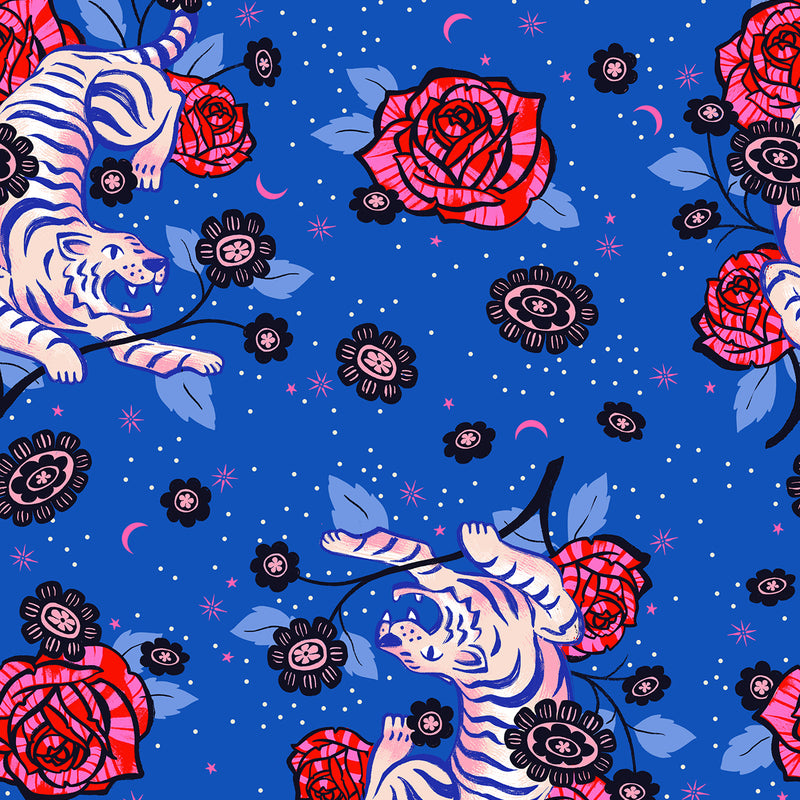 Ink Shop - Tiger & Roses Cobalt - RS-2143-12