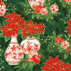 Holiday Flourish Festive Finery - Poinsettia Vases on Pine