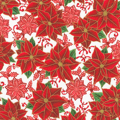 Holiday Flourish Festive Finery - Poinsettia on White