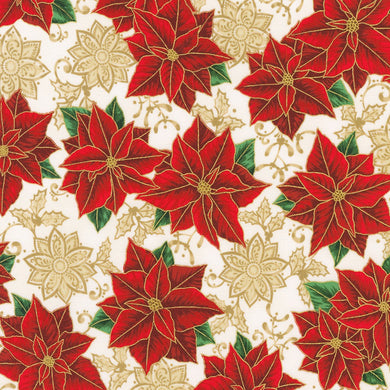 Holiday Flourish Festive Finery - Poinsettia on Cream