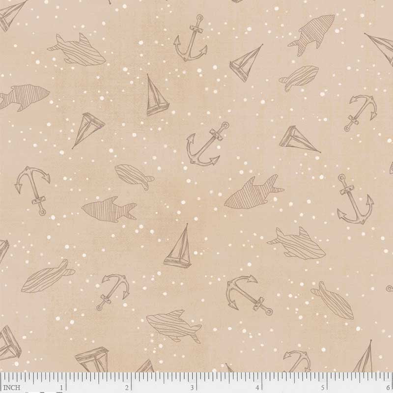 Set Sail - Anchors & Fish - Tan